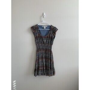 American Rag Cie Capped Sleeve Smocked Waist Mini Dress Woman's Medium